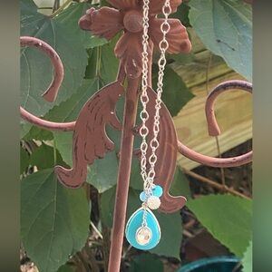 Necklace silver chain with turquoise accents 19”